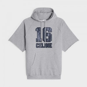 Celine 16 Hoodie In Baumwoll Fleece Kleid Grau Navy | CL-592880