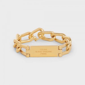 Celine 16 Rue Vivienne Gourmette In Brass With Gold Finish Armbänder Gold | CL-592212