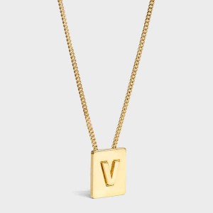 Celine Alphabet V In Brass With Gold Finish Ketten Gold | CL-592285