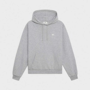 Celine Baumwoll/Cashmere Triomphe Hoodie Sweatshirts Grau Weiß | CL-592805