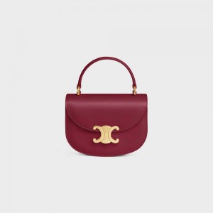 Celine Besace Triomphe In Shiny Calfskin Mini Taschen Bordeaux | CL-593030