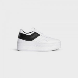 Celine Block Sneakers With Wedge Outsole In Calfskin Sneakers Weiß Schwarz | CL-592546