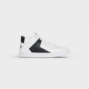 Celine C02 Trainer Mid With Scratch In Calfskin Sneakers Weiß Schwarz | CL-592542