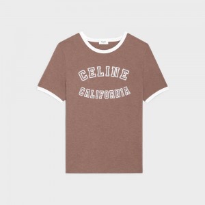 Celine California 70 S In Baumwoll Jersey T-shirt Braun | CL-592776