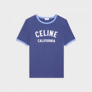 Celine California 70 S In Baumwoll Jersey T-shirt Blau Hellblau | CL-592774