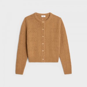 Celine Cardigan In Cashmere And Silk Pointelle Strickwaren Braun | CL-592690