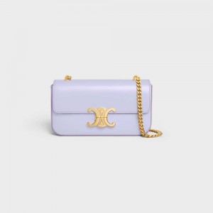 Celine Chain Shoulder Bag In Shiny Calfskin Triomphe Helllavendel | CL-593232