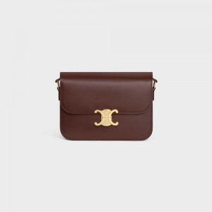 Celine Classique Bag In Shiny Calfskin Triomphe Braun | CL-593177