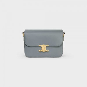 Celine Classique Bag In Shiny Calfskin Triomphe Blau Grau | CL-593187