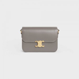 Celine Classique Bag In Shiny Calfskin Triomphe Grau | CL-593186