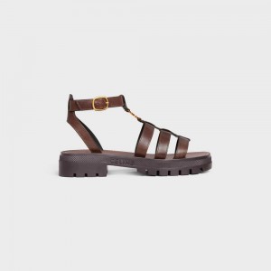 Celine Clea Triomphe Gladiator Chunky In Calfskin - Vegetal Tanning Sandalen Dunkelbraun | CL-592572