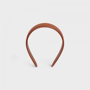 Celine Cuir Triomphe Headband In Calfskin Leder Haarschmuck Braun | CL-592332