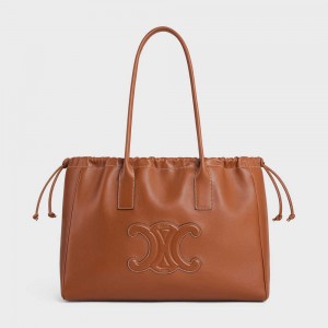 Celine Drawstring Cuir Triomphe In Smooth Calfskin Cabas Braun | CL-593088