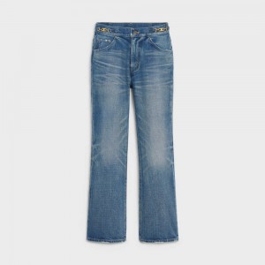 Celine Dylan Flared Jeans With Signature In Union Wash Denim Hose Waschen | CL-592717