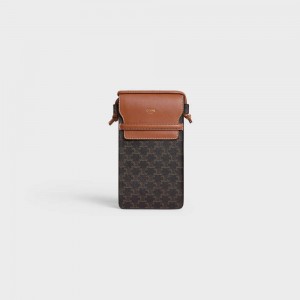 Celine Flap In Triomphe Canvas And Beuteltasche Braun | CL-592890