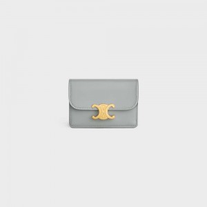 Celine Flap Triomphe Shiny Calfskin Kartenhülle Blau | CL-592947