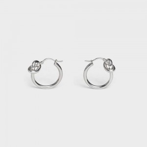 Celine Knot Small Hoops In Brass With Rhodium Finish Ohrringe Silber | CL-592312