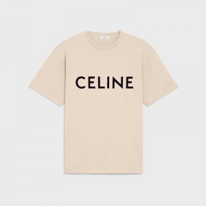 Celine Loose In Baumwoll Jersey T-shirt Grau Beige Schwarz | CL-592138