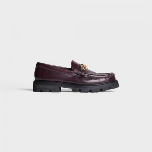 Celine Margaret With Triomphe Chain In Polished Bull Halbschuhe Bordeaux | CL-592522