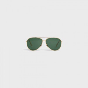 Celine Metal Frame 01 In Metal With Mineral Glass Lenses Sonnenbrille Gold Grün | CL-591757