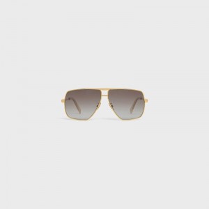 Celine Metal Frame 25 In Metal With Polarized Lenses Sonnenbrille Gold Braun | CL-591755