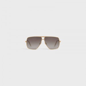 Celine Metal Frame 25 In Metal With Polarized Lenses Sonnenbrille Gold Braun | CL-591754