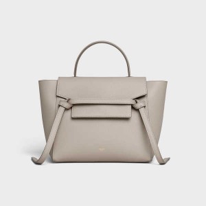 Celine Micro In Grained Calfskin Gürteltasche Hellgrau Braun | CL-593063