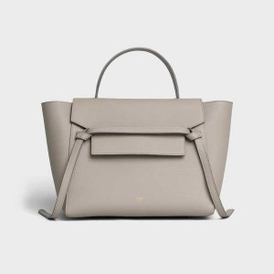 Celine Mini In Grained Calfskin Gürteltasche Hellgrau Braun | CL-593066