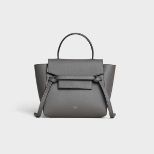 Celine Nano In Grained Calfskin Gürteltasche Grau | CL-593057