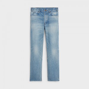 Celine Polly Jeans In Steel Blue Wash Denim Hose Grau Blau Waschen | CL-592711