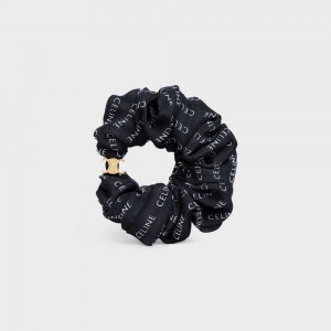 Celine Scrunchy Rayure In Brass With Gold Finish And Silk Haarschmuck Gold Schwarz | CL-592325