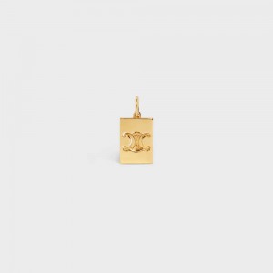 Celine Separables Triomphe Interlocked Pendant In Brass With Gold Finish Ketten Gold | CL-592261