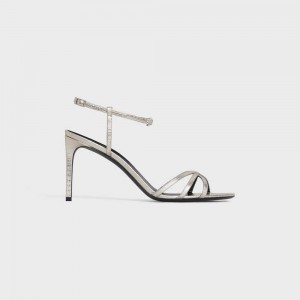 Celine Soir In Lizard Stamped Metalized Calfskin Sandalen Silber | CL-592597