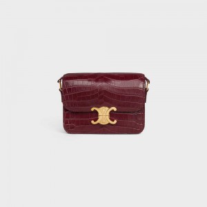 Celine Teen Bag In Niloticus Crocodile Triomphe Bordeaux | CL-593209