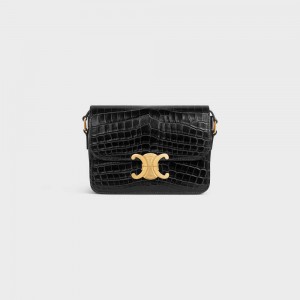 Celine Teen Bag In Niloticus Crocodile Triomphe Schwarz | CL-593208