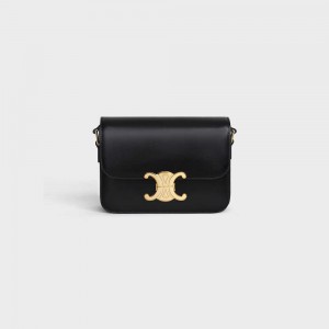 Celine Teen Bag In Shiny Calfskin Triomphe Schwarz | CL-593196