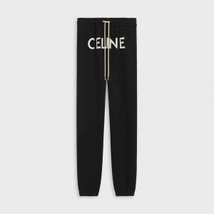 Celine Track In Baumwoll Fleece Hose Schwarz Weiß | CL-592031