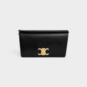 Celine Trapeze Bag In Shiny Calfskin Triomphe Schwarz | CL-593248