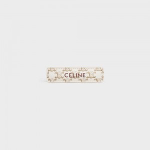 Celine Triomphe Canvas Hair Clip In Calfskin Haarschmuck Gold Weiß | CL-592335