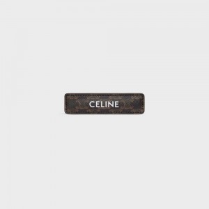 Celine Triomphe Canvas Hair Clip In Calfskin Haarschmuck Gold Braun | CL-592334