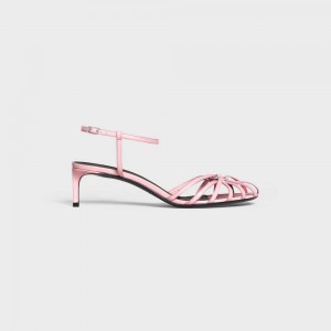 Celine Triomphe In Kidskin Silver Finishing Sandalen Rosa | CL-592603