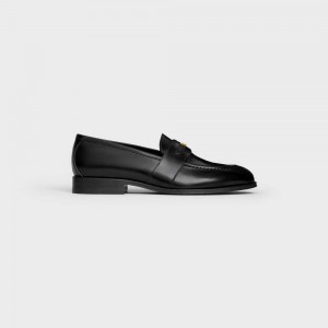 Celine Triomphe Malaquais In Polished Bullskin Halbschuhe Schwarz | CL-592530