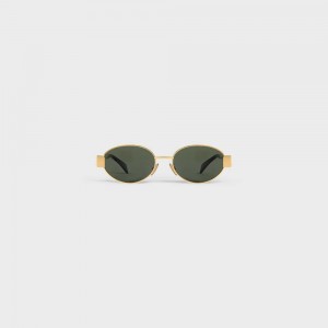 Celine Triomphe Metal 01 In Metal Sonnenbrille Gold Grün | CL-592399