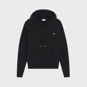 Celine Triomphe Mit Kapuze In Cashmere Wolle Sweatshirts Schwarz Weiß | CL-592112