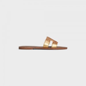 Celine Triomphe Mule In Metalized Calfskin Sandalen Gold | CL-592584