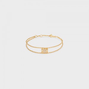 Celine Triomphe Rhinestone Suspended In Brass With Gold Finish And Crystals Armbänder Gold | CL-592207