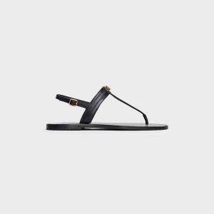 Celine Triomphe Tanga In Vegetable - Tanned Calfskin Sandalen Schwarz | CL-592588