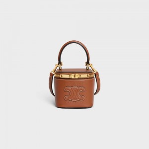 Celine Vanity Case Cuir Triomphe In Smooth Calfksin Mini Taschen Braun | CL-593039