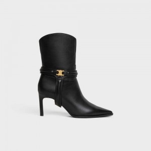 Celine Verneuil Triomphe Harness Low In Calfskin Stiefel Schwarz | CL-592491