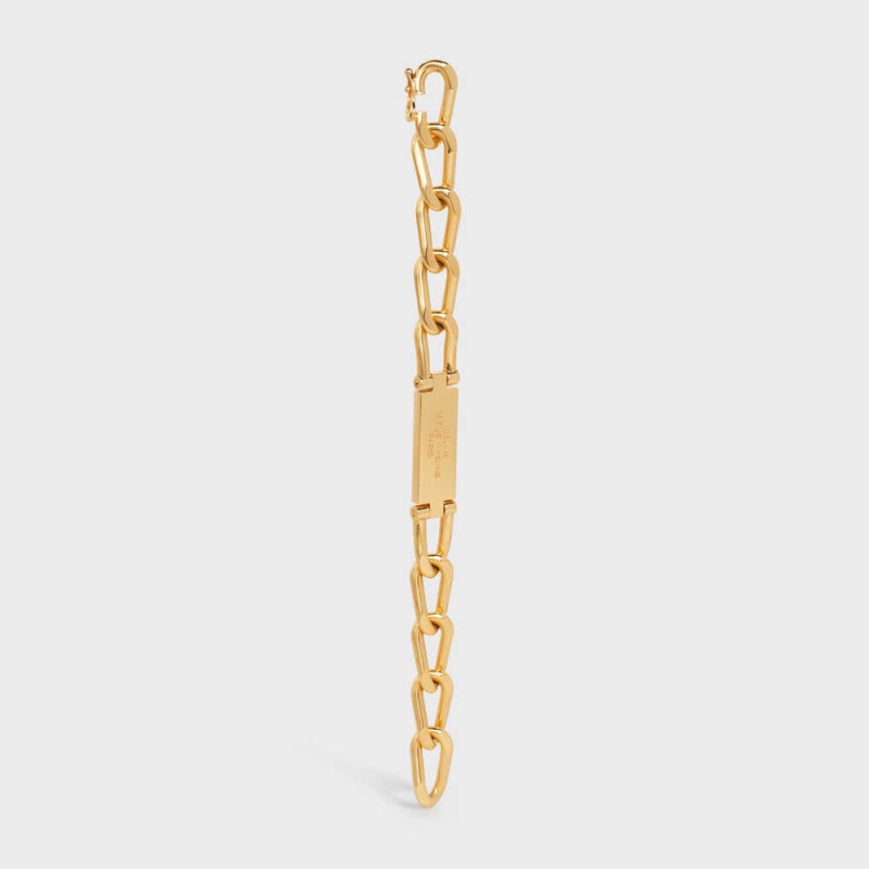 Celine 16 Rue Vivienne Gourmette In Brass With Gold Finish Armbänder Gold | CL-592212